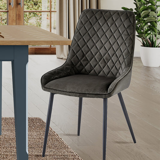 Signature Blue Dining Chair (Pack of Two - Gun Metal Grey)