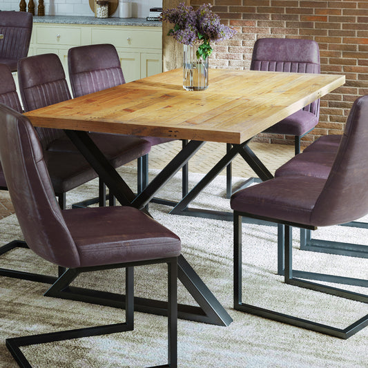 Urban Elegance Reclaimed Large Diagonal Leg Dining Table