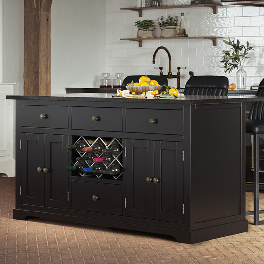 Black Kitchen Island With Black Granite Worktop